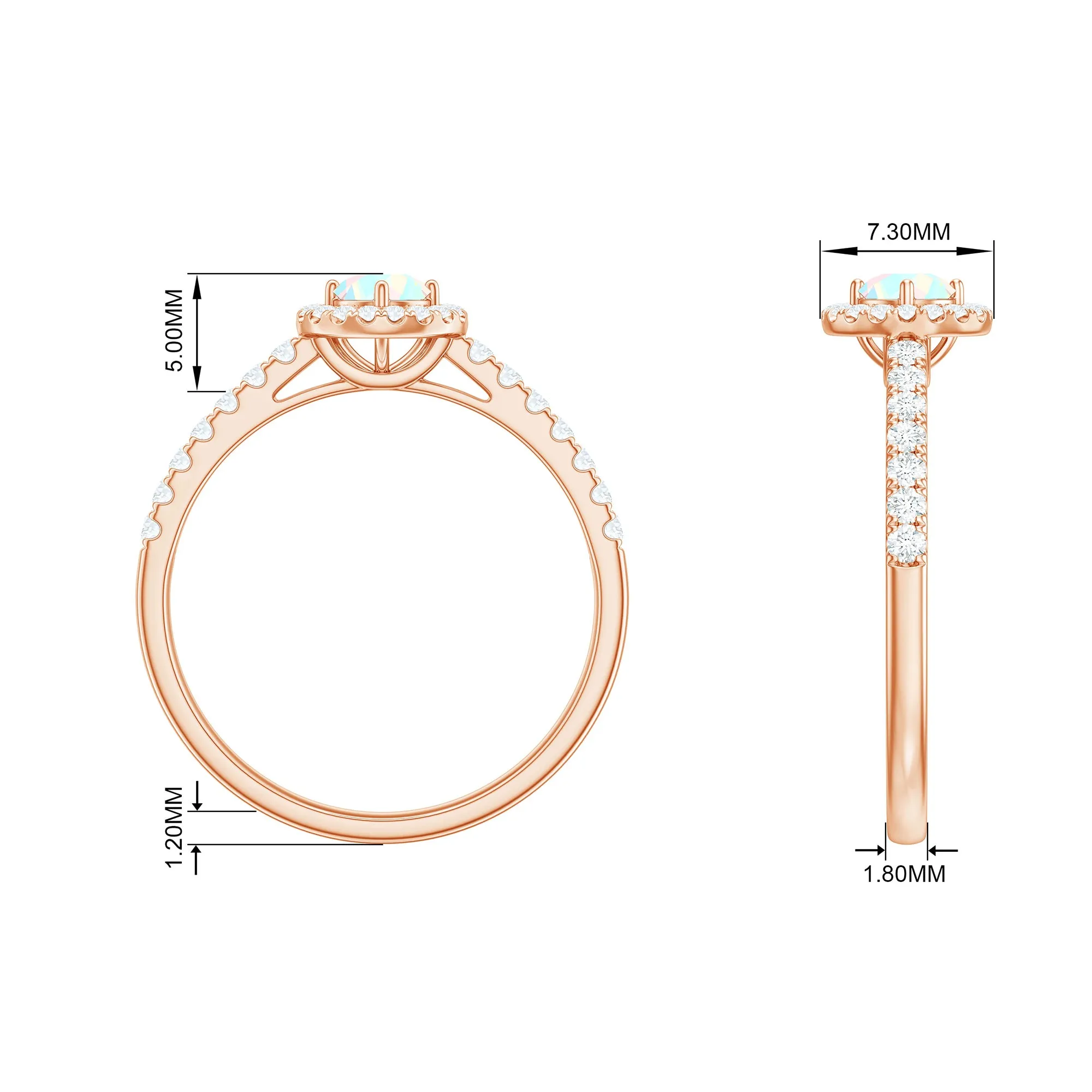 0.75 CT Ethiopian Opal and Diamond Halo Engagement Ring