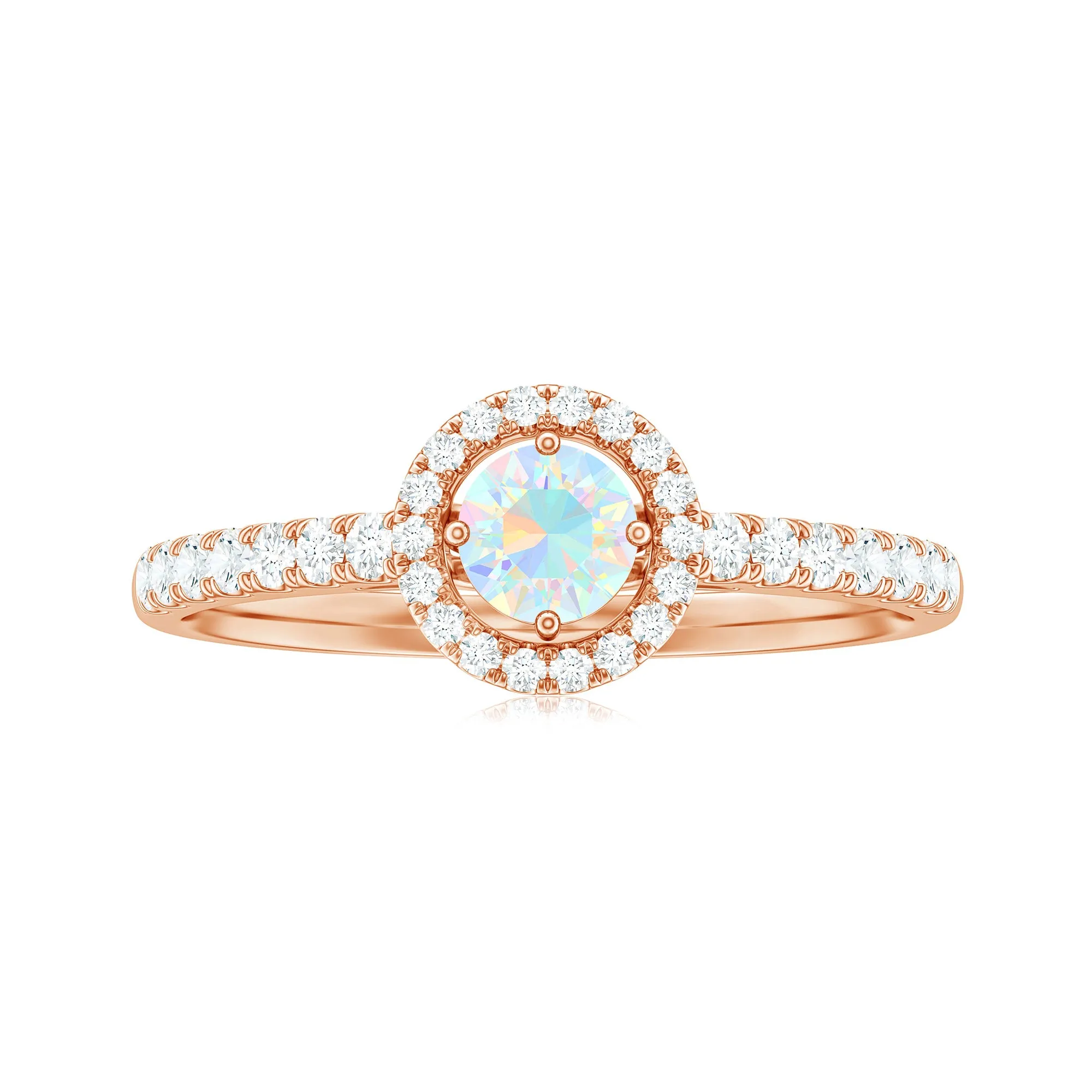 0.75 CT Ethiopian Opal and Diamond Halo Engagement Ring