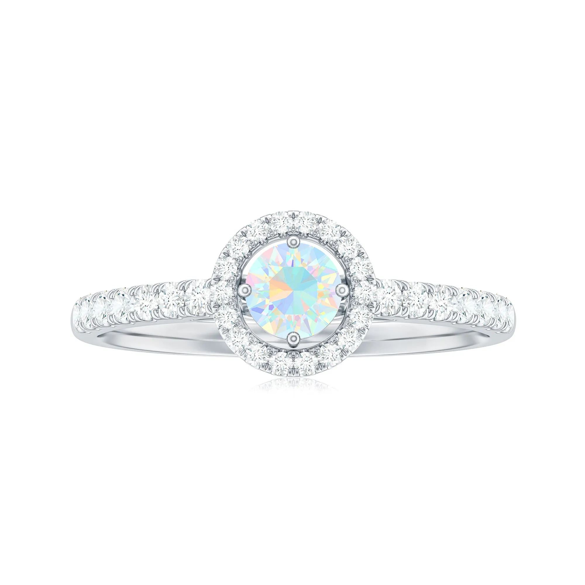 0.75 CT Ethiopian Opal and Diamond Halo Engagement Ring