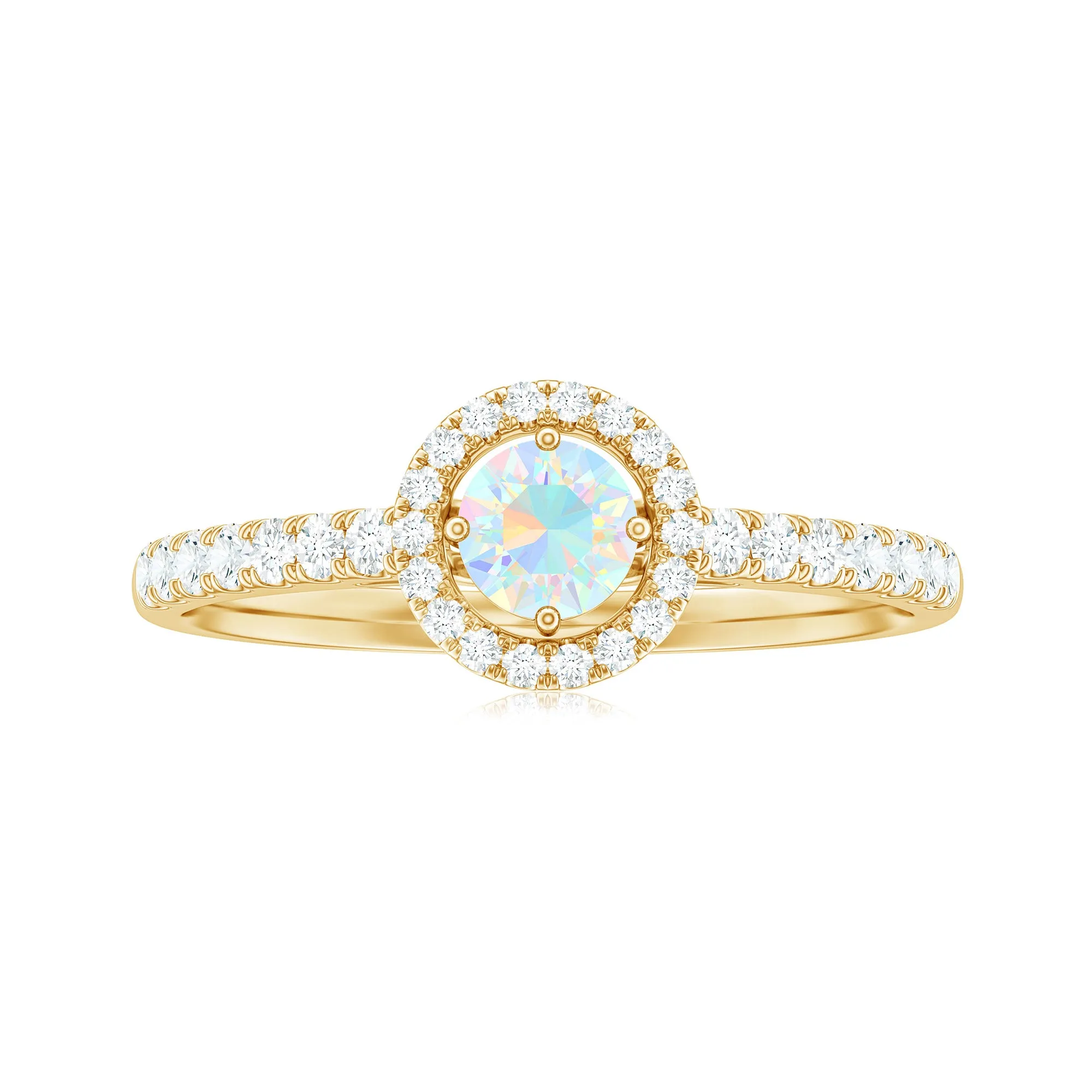 0.75 CT Ethiopian Opal and Diamond Halo Engagement Ring