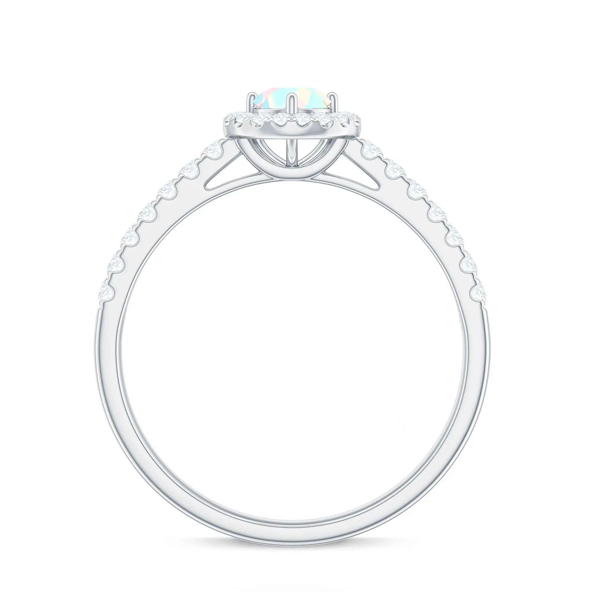 0.75 CT Ethiopian Opal and Diamond Halo Engagement Ring