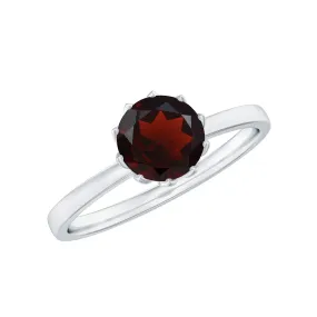 1 CT Natural Garnet Solitaire Ring in Lotus Basket Setting