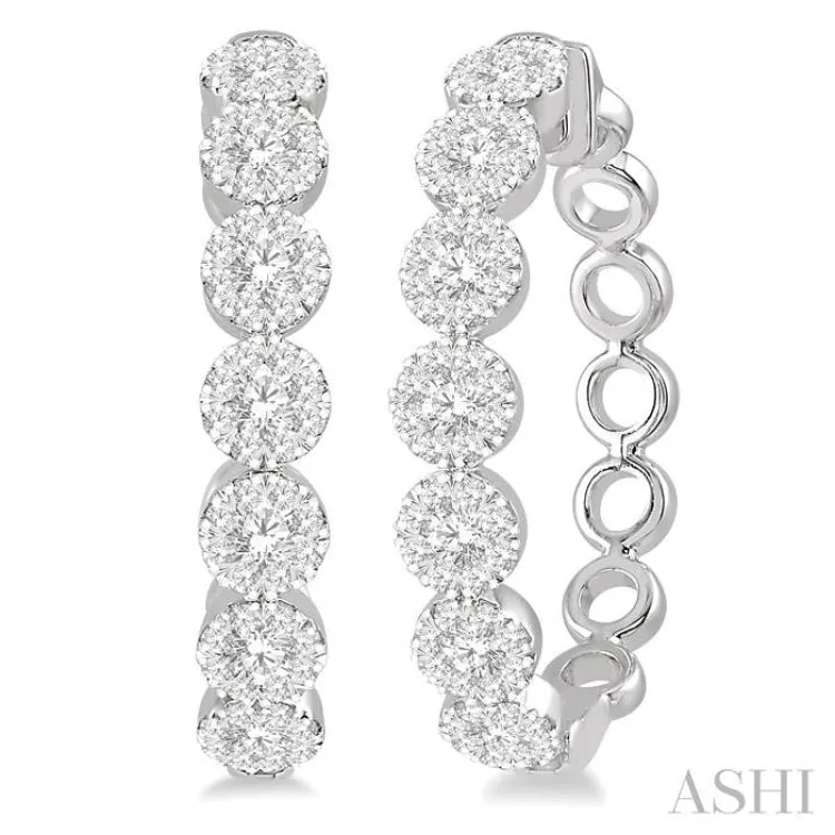 1 Ctw Round Cut Lovebright Diamond Hoop Earrings in 14K White Gold