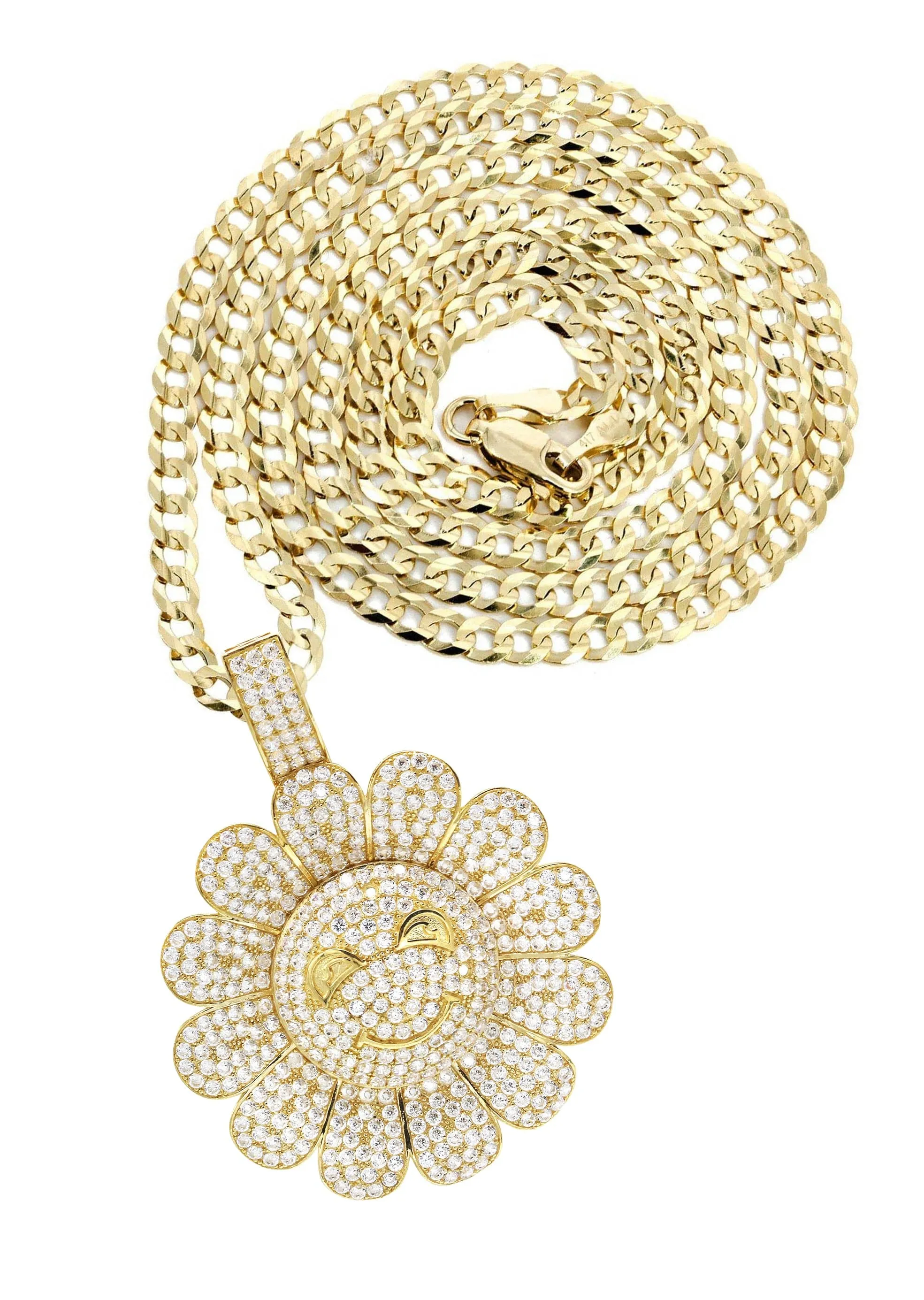 10K Yellow Gold Sunflower Spinner Necklace | Appx. 18.8 Grams