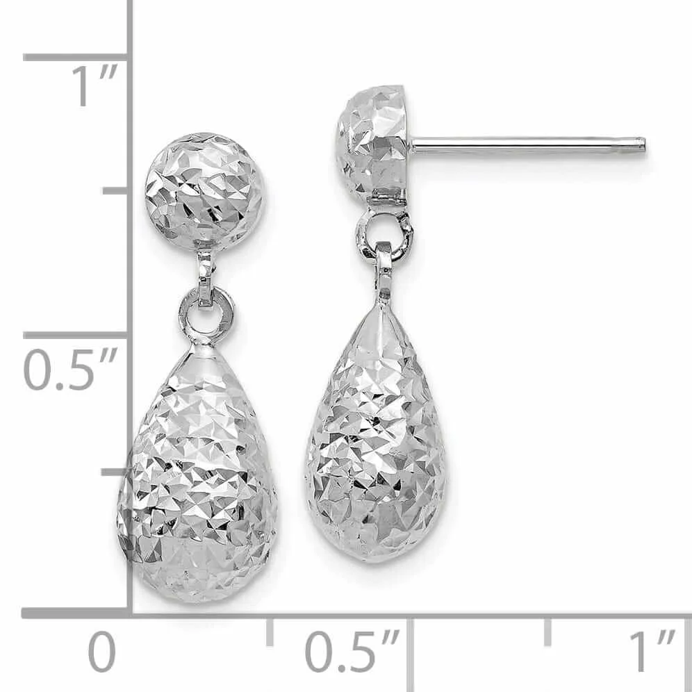 10kt White Gold D.C Post Dangle Earrings