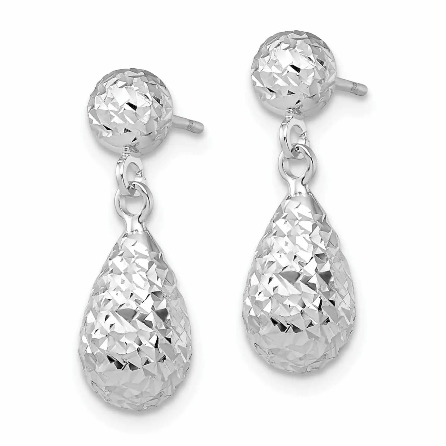 10kt White Gold D.C Post Dangle Earrings