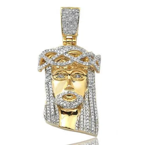 10KY 0.50CTW DIAMOND JESUS PENDANT [SQUARE BAIL]