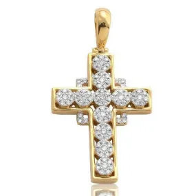 10KY 0.50CTW ROUND CLUSTER DIAMOND CROSS WITH