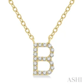 1/20 Ctw Initial 'B' Round Cut Diamond Pendant With Chain in 14K Yellow Gold