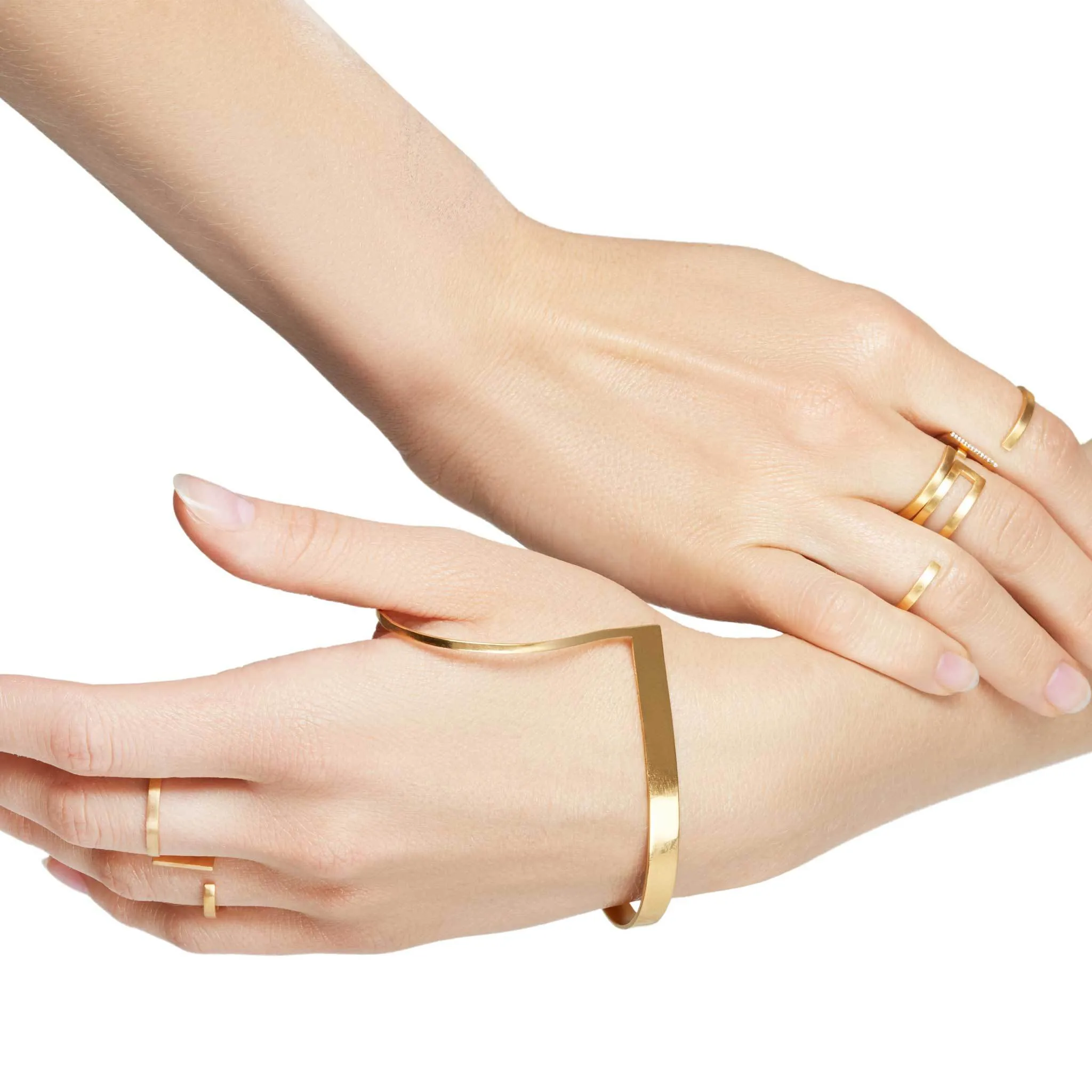 14 Karat Gold Ufinishing Line Double Line Double Ring / Gold  (UL)