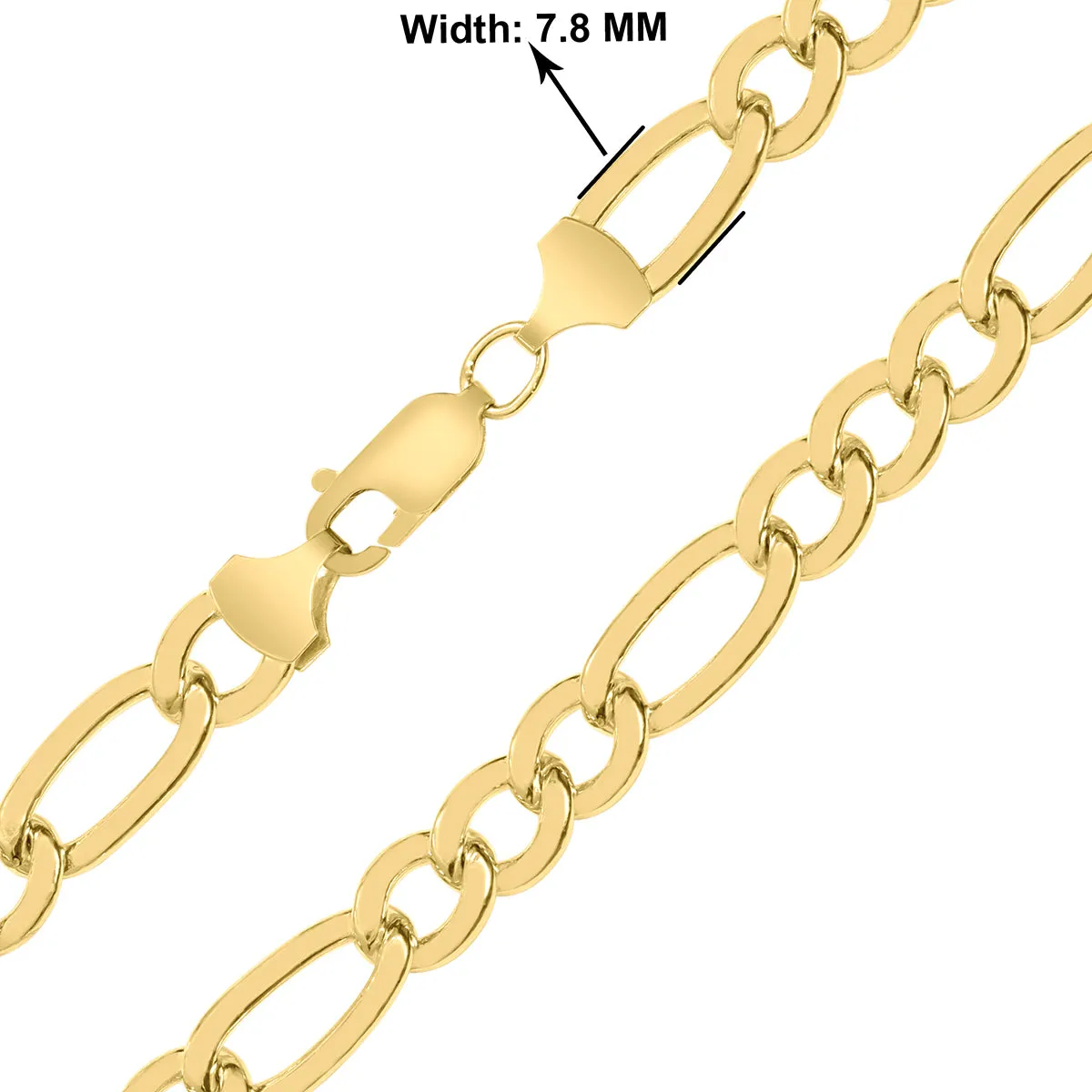 14K  Filled 7.8Mm Figaro Bracelet With Lobster Clasp