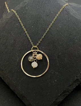 14K Gold and coffee moonstone necklace