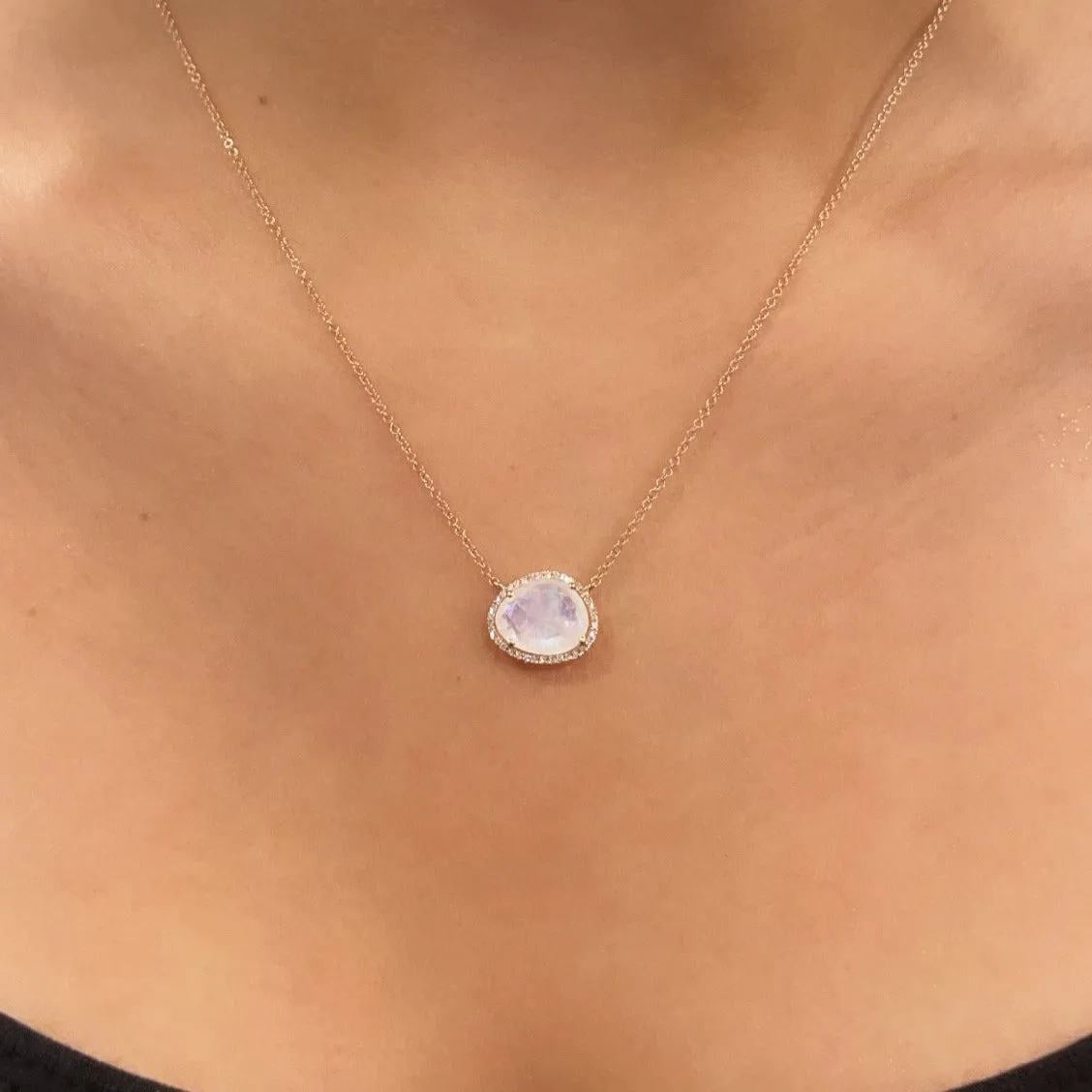 14K GOLD DIAMOND AND MOONSTONE CARA NECKLACE