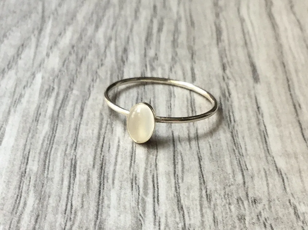 14k gold filled oval moonstone ring • Yellow gold stacking ring • Gold gemstone ring oval stone