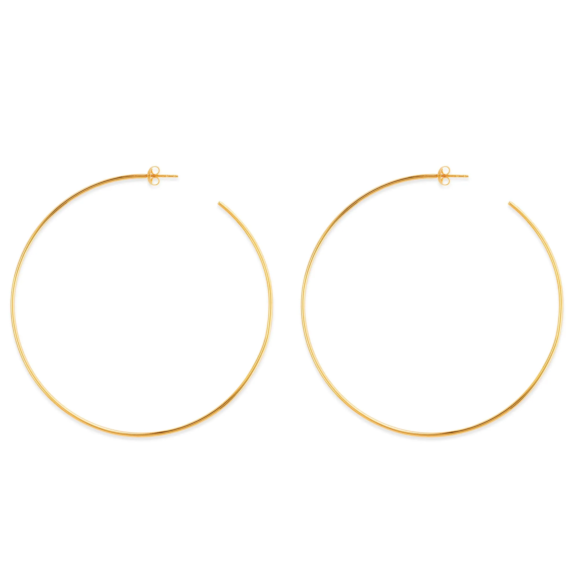 14k Gold Round Large Hoop Earrings, Diameter 105 mm