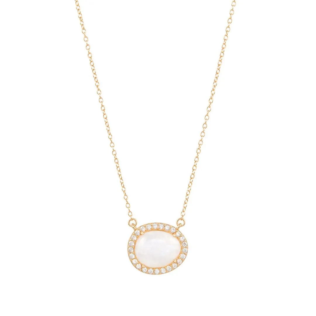 14k Gold Vermeil Moonstone Halo Necklace