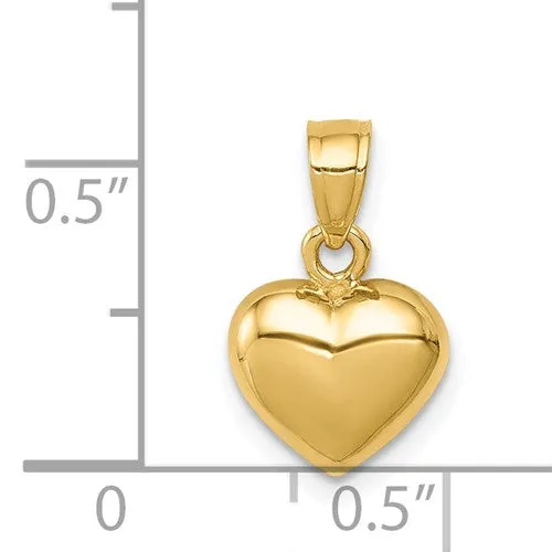 14K Polished One-sided Heart Pendant