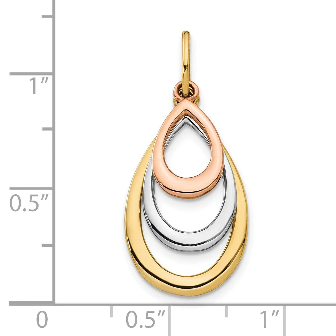 14k Two Tone Gold Polished Tear Drop Pendant