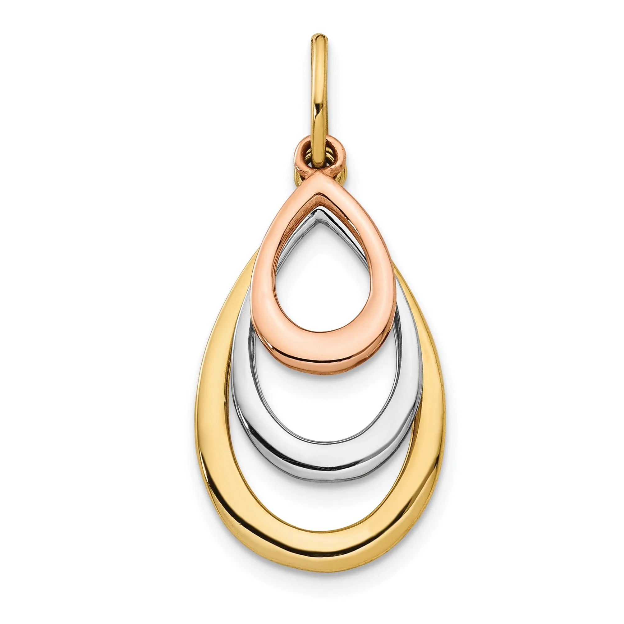 14k Two Tone Gold Polished Tear Drop Pendant