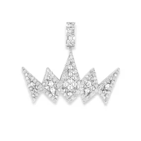 14k White Gold Baguette Diamond Crown Pendant 7.20ctw