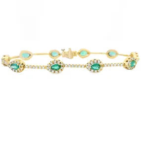 14k Yellow Gold Diamond and Emerald Bracelet