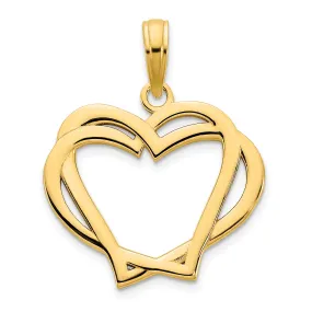 14k Yellow Gold  Fancy Heart in a Heart Design Pendant