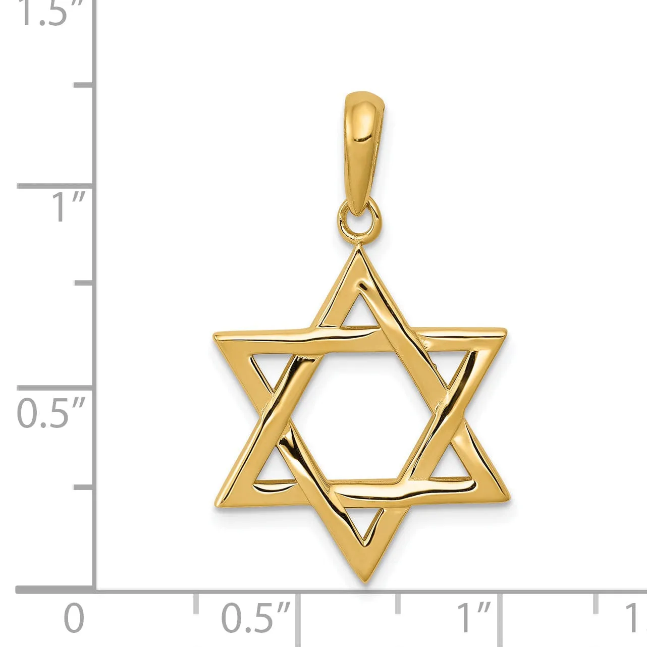 14K Yellow Gold Polish Finish Closed Back Star of David Charm Pendant