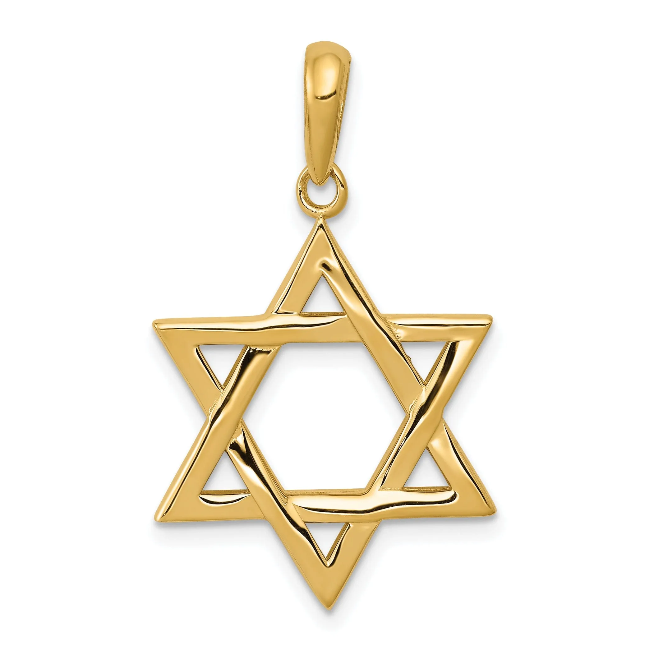 14K Yellow Gold Polish Finish Closed Back Star of David Charm Pendant