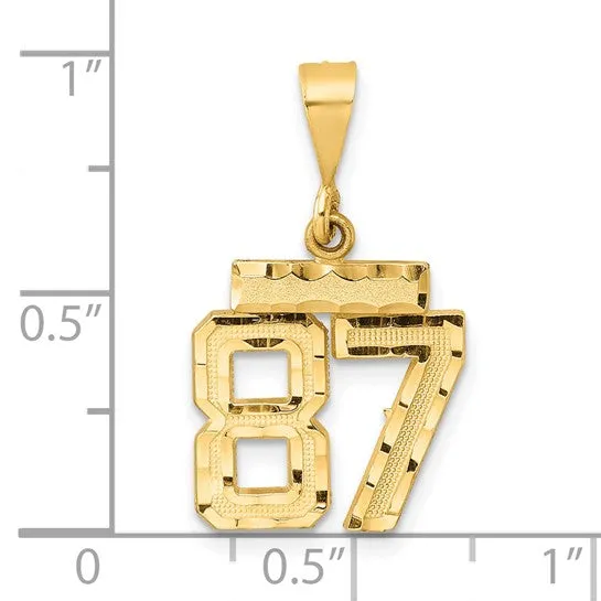 14k Yellow Gold Polished D.C Finish Small Size Number 87 Pendant