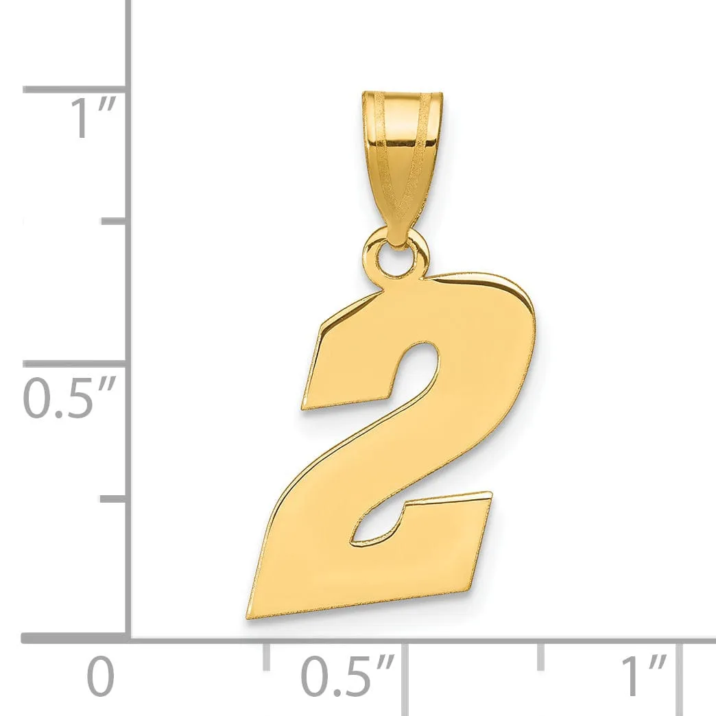 14k Yellow Gold Polished Finish Block Script Design Number 2 Charm Pendant