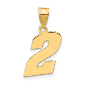 14k Yellow Gold Polished Finish Block Script Design Number 2 Charm Pendant