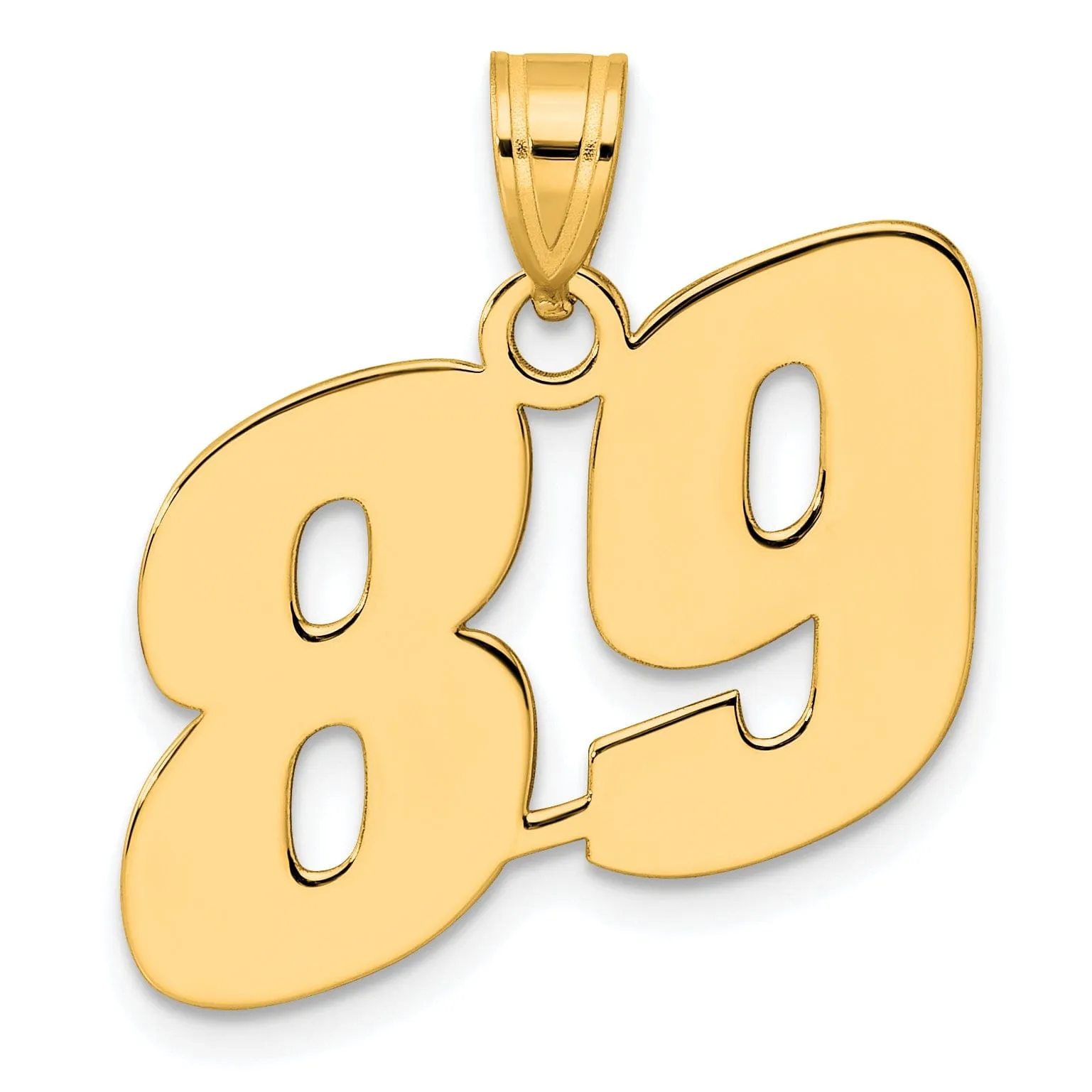 14k Yellow Gold Polished Finish Block Script Design Number 89 Charm Pendant