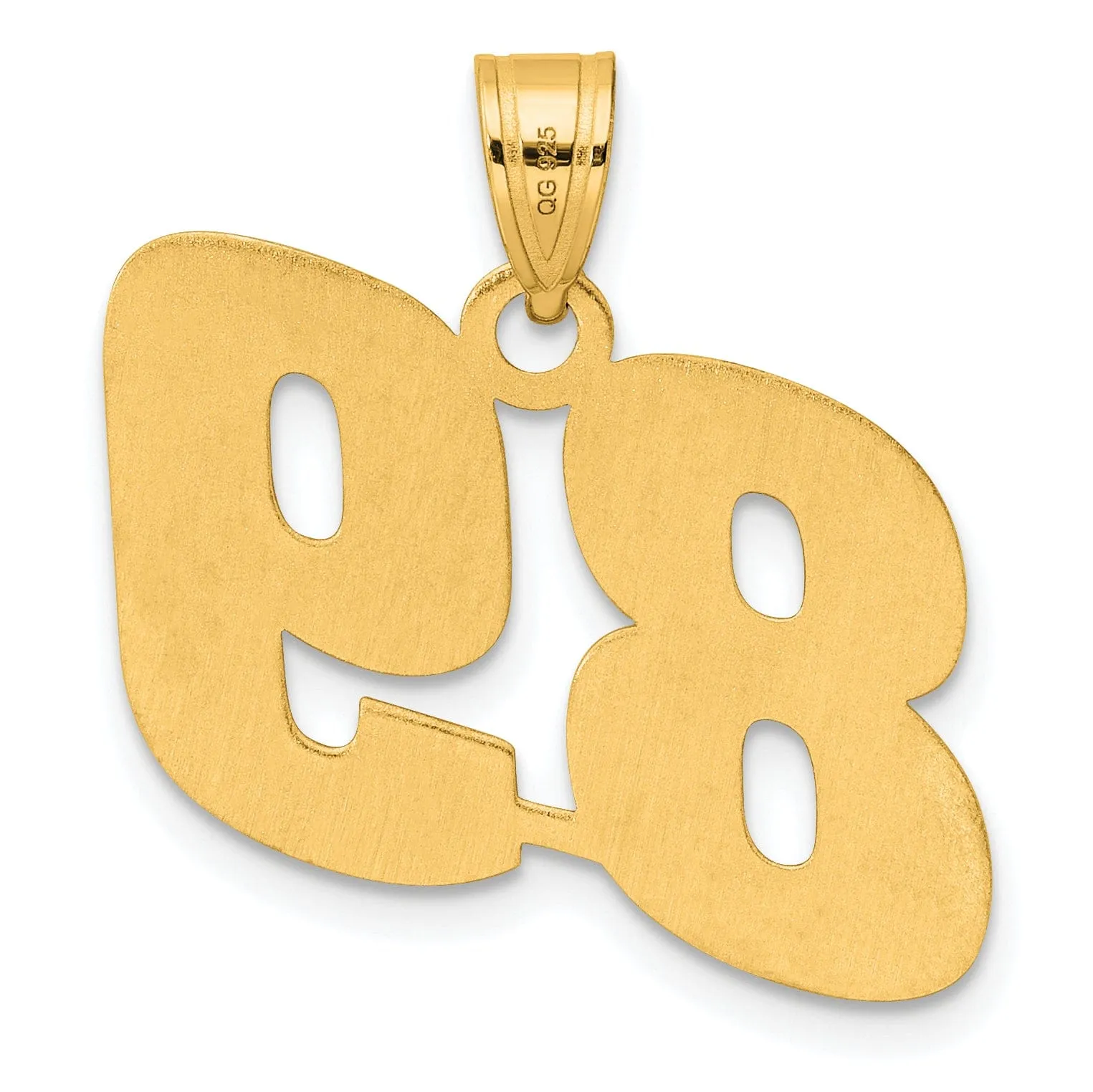 14k Yellow Gold Polished Finish Block Script Design Number 89 Charm Pendant