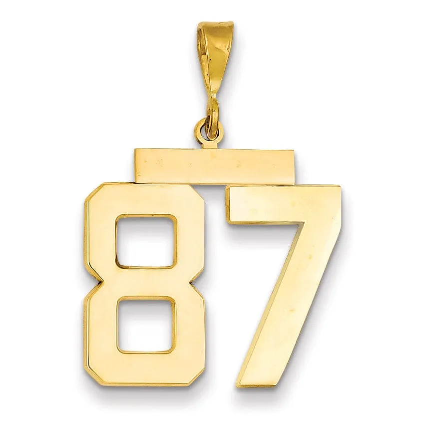 14k Yellow Gold Polished Finish Large Size Number 87 Charm Pendant