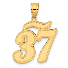 14k Yellow Gold Polished Finish Script Design Number 37 Charm Pendant