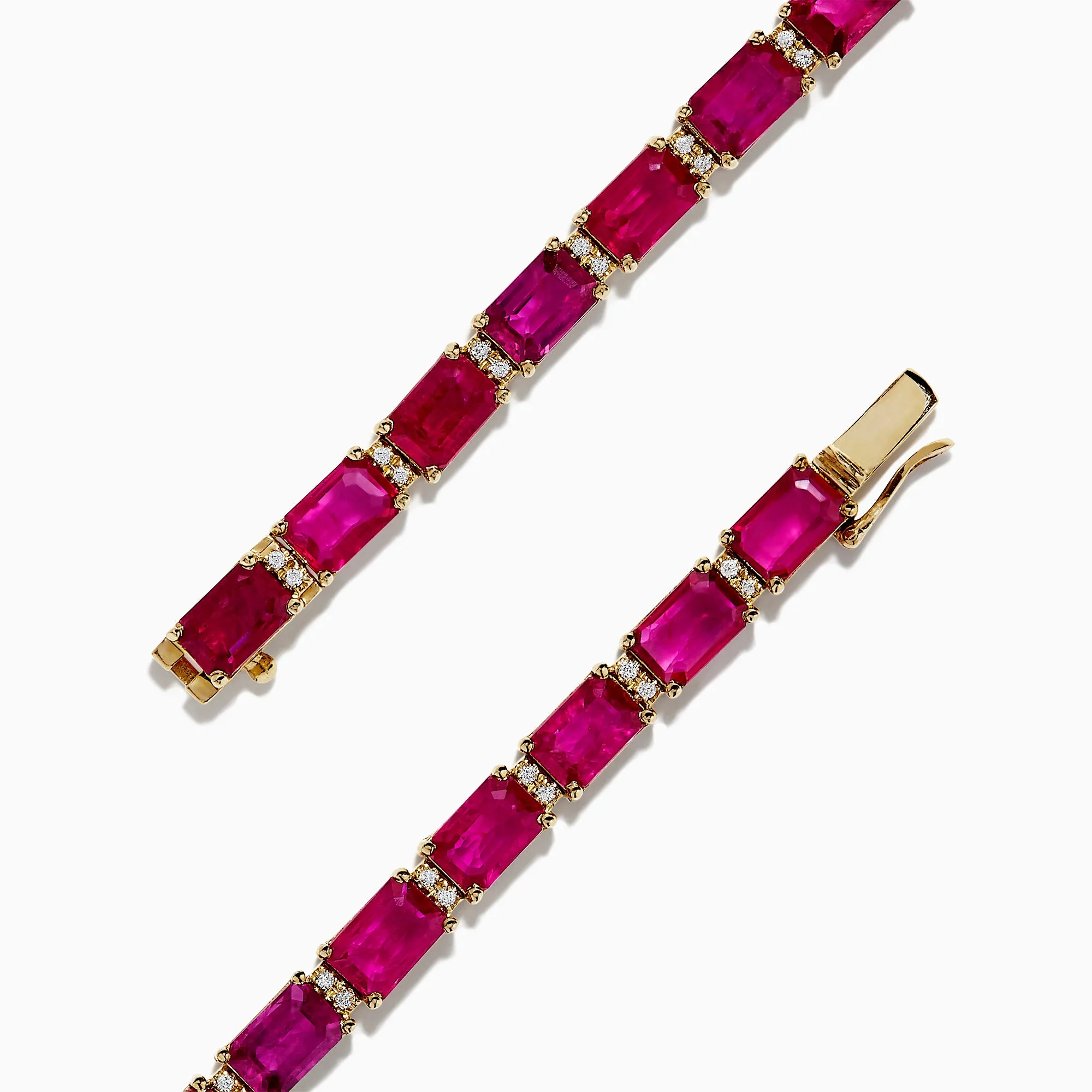 14K Yellow Gold Ruby and Diamond Bracelet, 14.97 TCW