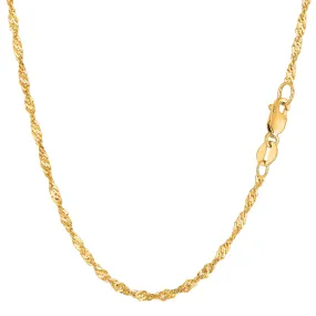 14k Yellow Gold Singapore Chain Bracelet, 2.1mm, 10"