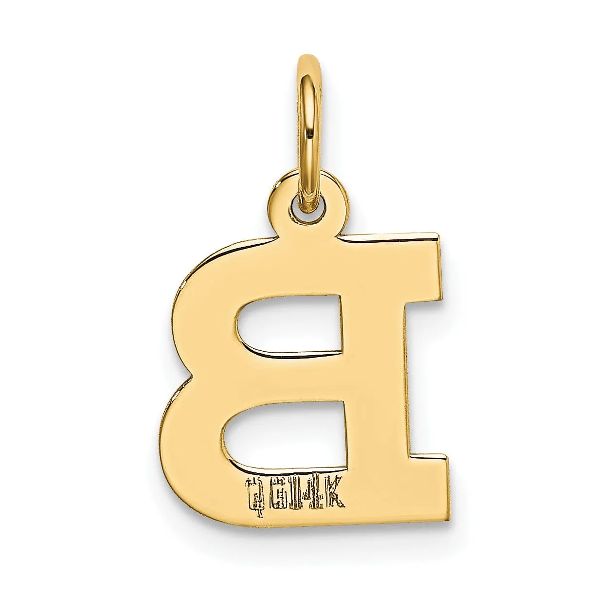 14k Yellow Gold Small Block Design Letter B Initial Pendant