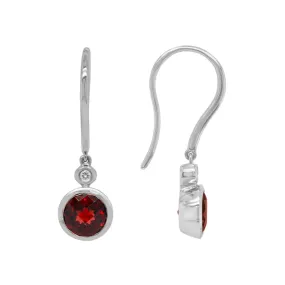 14k YellowGold Garnet and Diamond Earwire Earrings