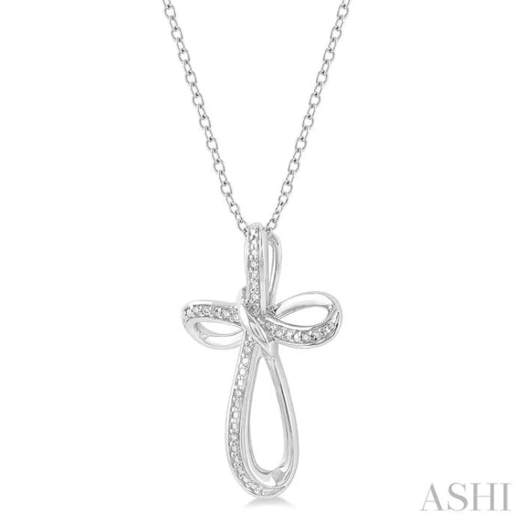 1/50 ctw Infinity Cross Round Cut Diamond Pendant With Chain in Silver