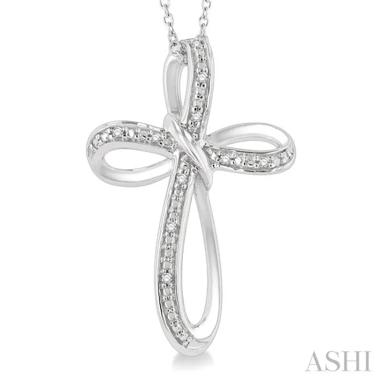 1/50 ctw Infinity Cross Round Cut Diamond Pendant With Chain in Silver