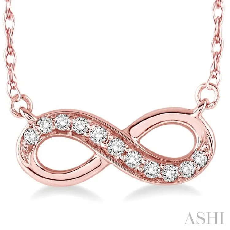 1/6 Ctw Round Cut Diamond Infinity Pendant in 14K Rose Gold with Chain