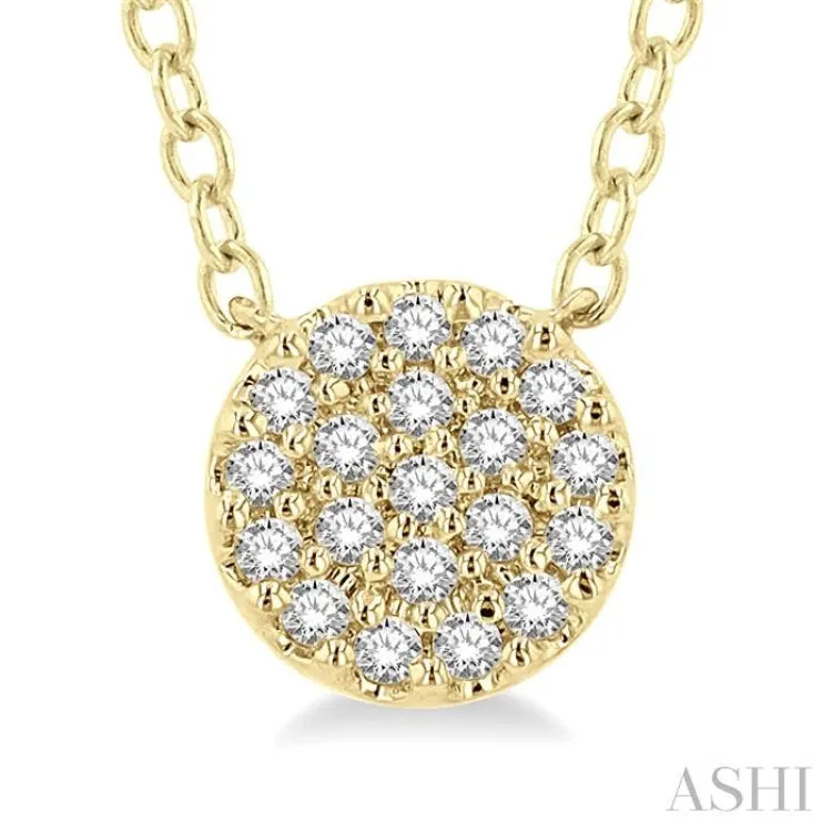 1/8 ctw Disc Shape Round Cut Diamond Petite Fashion Pendant With Chain in 14K Yellow Gold