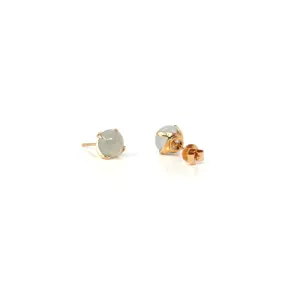 18K Rose Gold Ice Jadeite Jade Stud Earrings