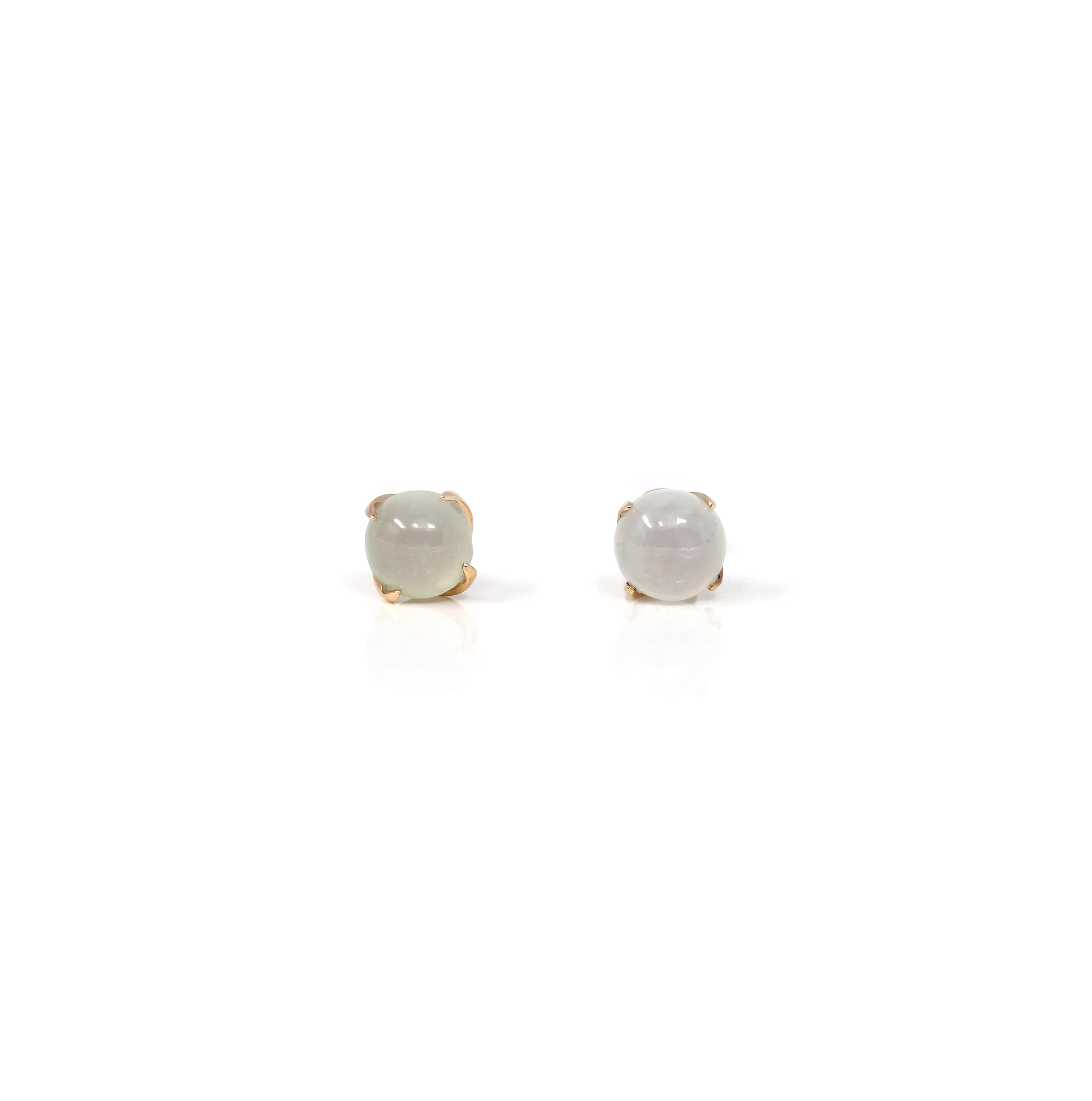 18K Rose Gold Ice Jadeite Jade Stud Earrings