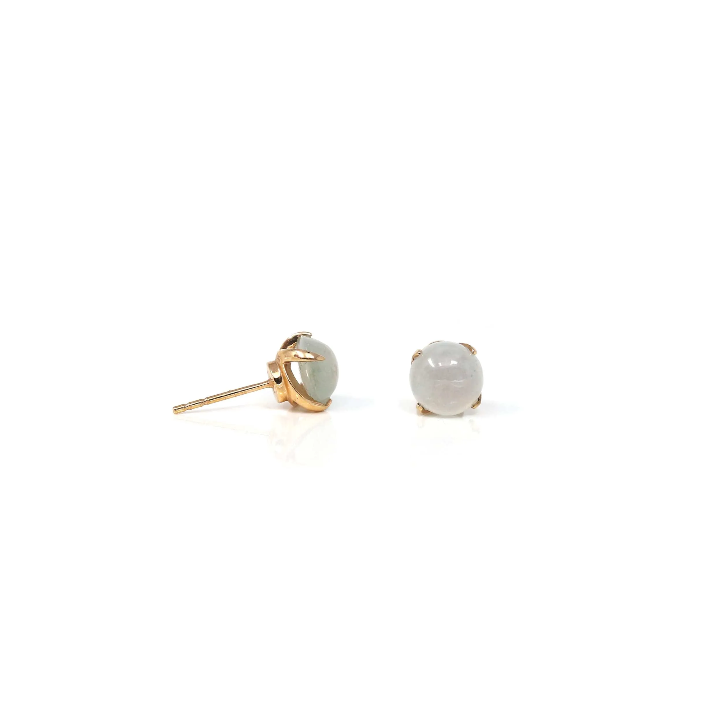 18K Rose Gold Ice Jadeite Jade Stud Earrings