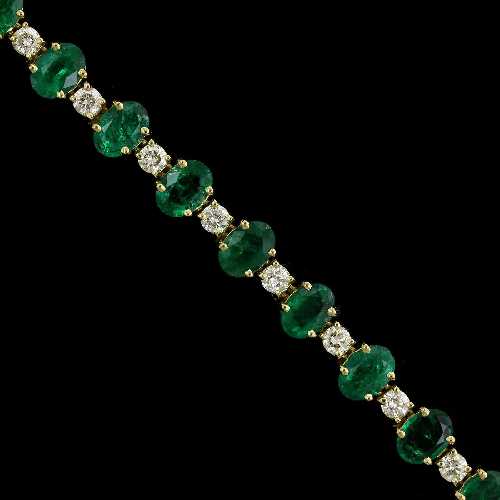 18K Yellow Gold Estate Emerald and Diamond Bracelet