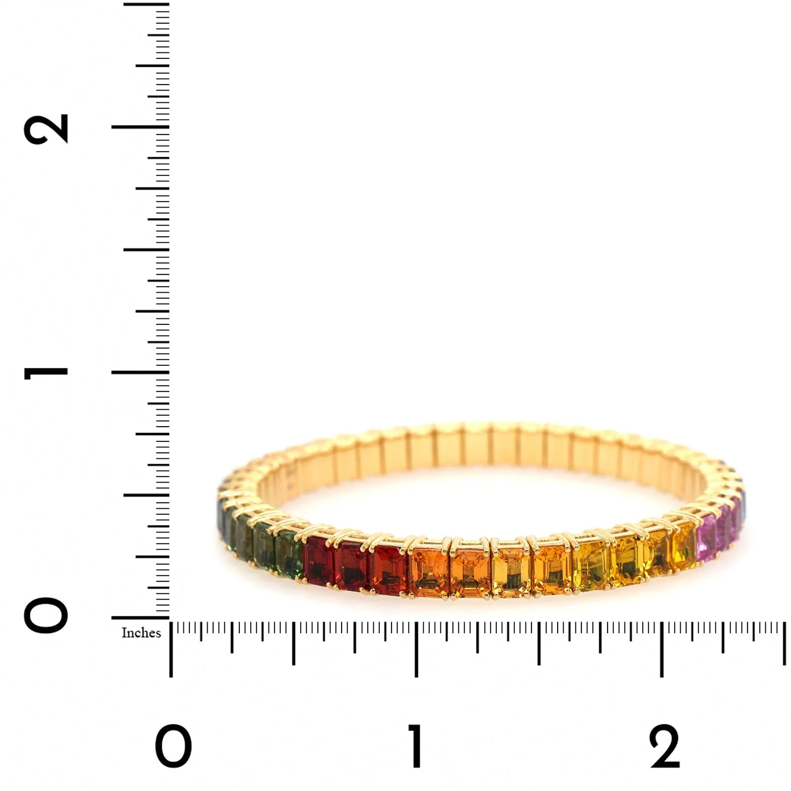 18K Yellow Gold Sapphire Rainbow Stretch Bracelet