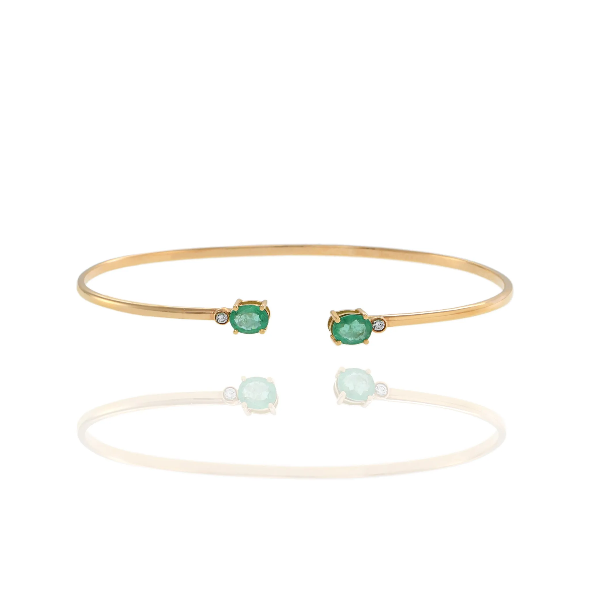 18KT Rose Gold Emerald And Diamond Bangle