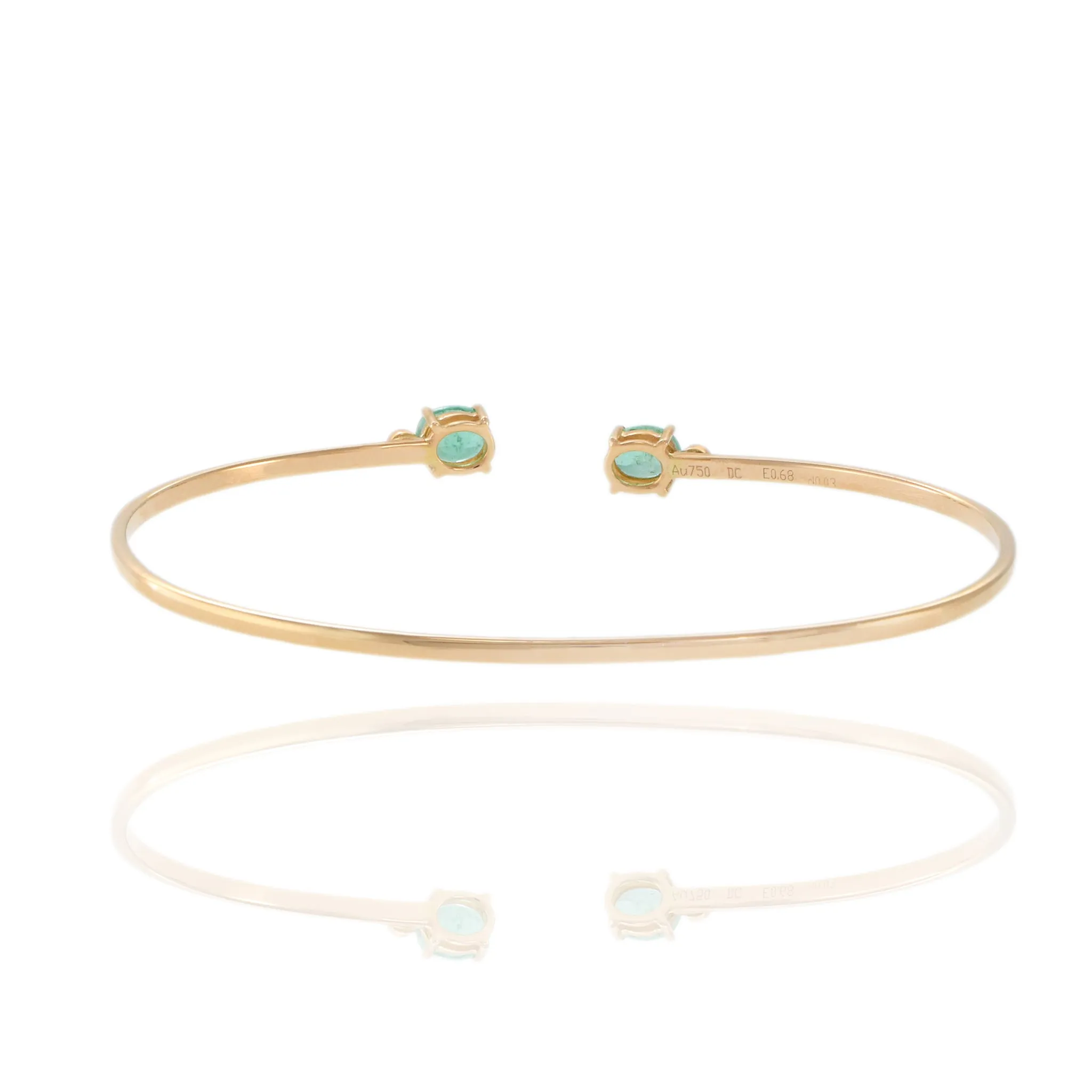 18KT Rose Gold Emerald And Diamond Bangle